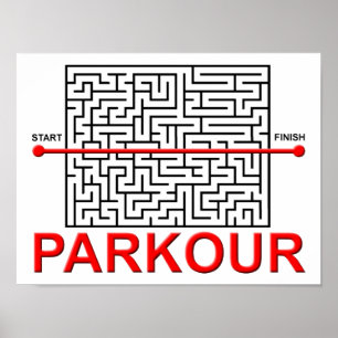 Póster Cartel Divertido Laberinto de Parkour