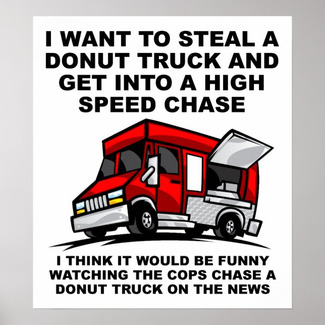 Póster Cartel Divertido Persecución Policía Donut (Frente)