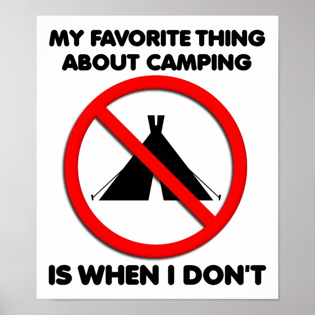 Póster Cartel Divertido Prohibido Acampar (Frente)