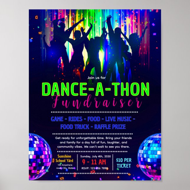 Póster Cartel editable de baile con luces (Frente)