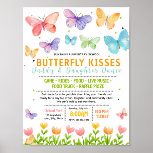 Póster Cartel editable de baile escolar de mariposa