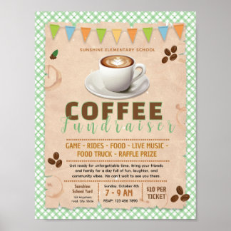 Póster Cartel editable de recaudación de fondos de café