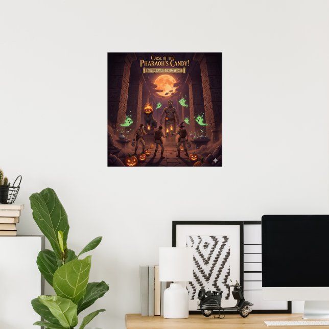 Póster cartel egipcio de Halloween (Oficina en casa)