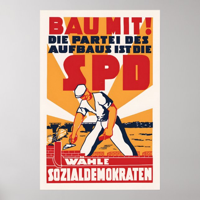 Póster Cartel electoral alemán de 1946 SPD Partido Labori (Frente)