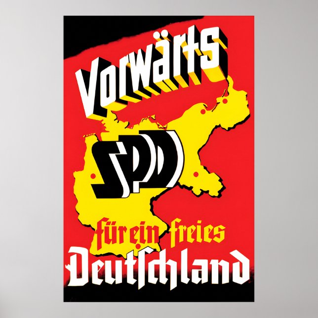 Póster Cartel electoral alemán de 1949 Adelante SPD - Por (Frente)