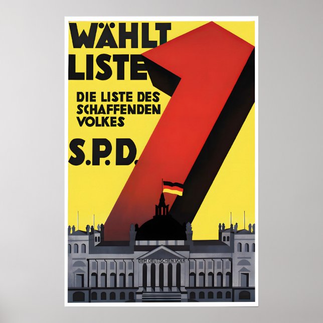Póster Cartel electoral alemán de los años 20 Partido Lab (Frente)