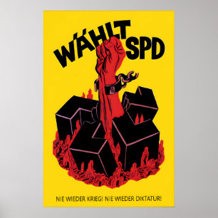 Póster Cartel electoral alemán de los años 50 ¡Nunca más!