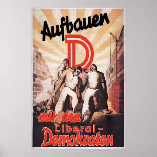 Póster Cartel electoral de la RDA LDPD ¡Reconstruir! Vota