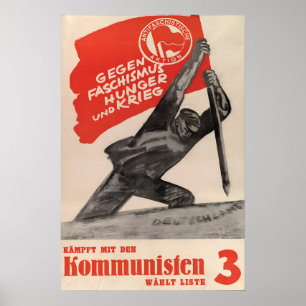 Póster Cartel electoral del Partido Comunista Alemán KPD 