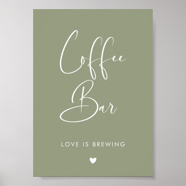 Póster Cartel elegante y moderno del bar de café verde sa (Frente)