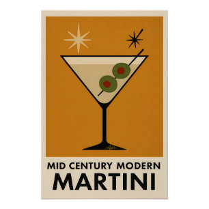 Póster Cartel estilo mitad de siglo moderno Martini