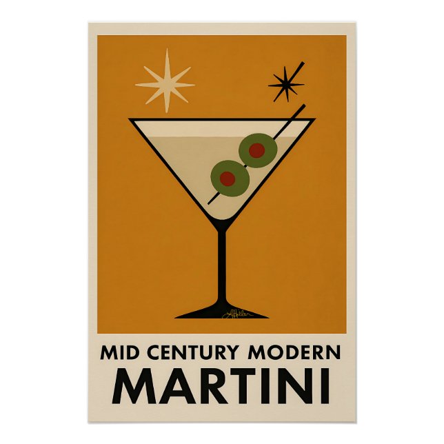 Póster Cartel estilo mitad de siglo moderno Martini (Anverso)