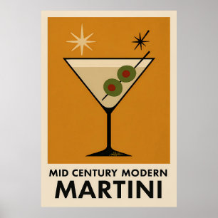 Póster Cartel estilo mitad de siglo moderno Martini