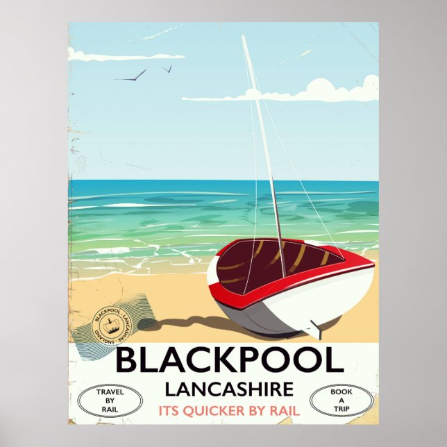 Póster Cartel ferroviario de Blackpool, Lancashire (Frente)