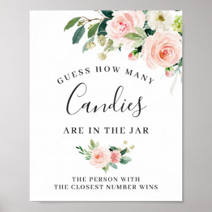 Póster Cartel floral de flores rosadas elegantes con toqu