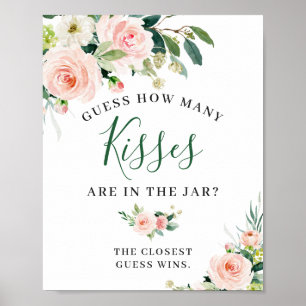 Póster Cartel floral de flores rosadas elegantes con toqu