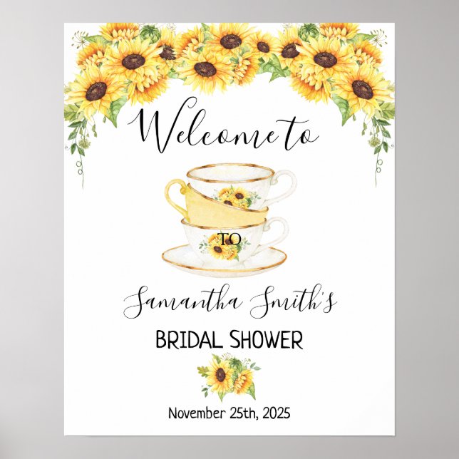 Póster Cartel floral de té de bienvenida para despedida d (Frente)