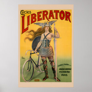 Póster Cartel francés clásico de bicicleta Art Nouveau de