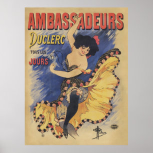 Póster Cartel francés vintage de bailarina Art Nouveau