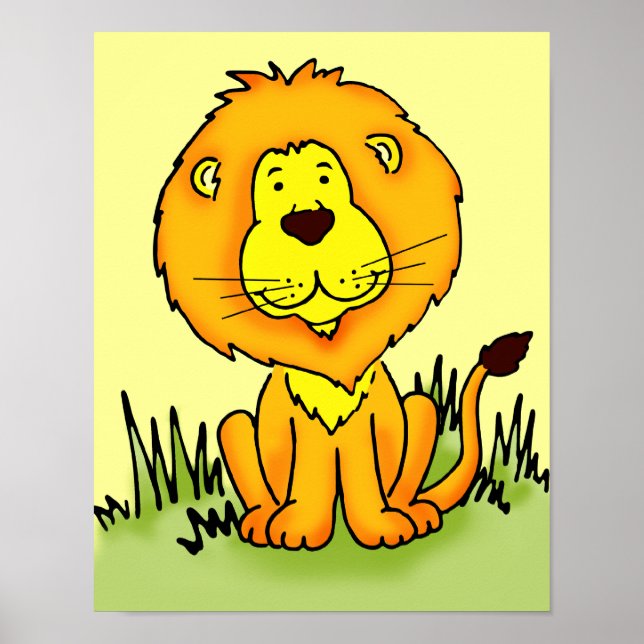 Póster Cartel gráfico de león para niños (Frente)