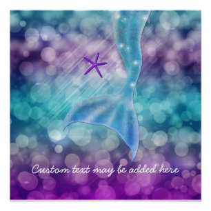 Póster Cartel grande de cola de sirena encantada bajo el 