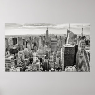 Póster Cartel - Horizonte de la ciudad de Nueva York B/N