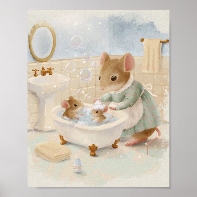 Póster Cartel infantil de cuento de hadas con ratones cap (Frente)