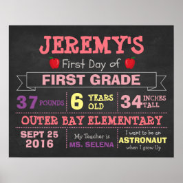 Póster Cartel infantil para el primer día de colegio con 