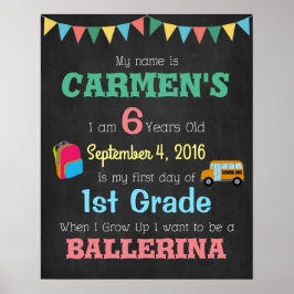 Póster Cartel infantil para el primer día de colegio Prop