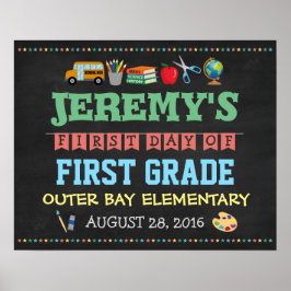 Póster Cartel infantil para el primer día de colegio Prop