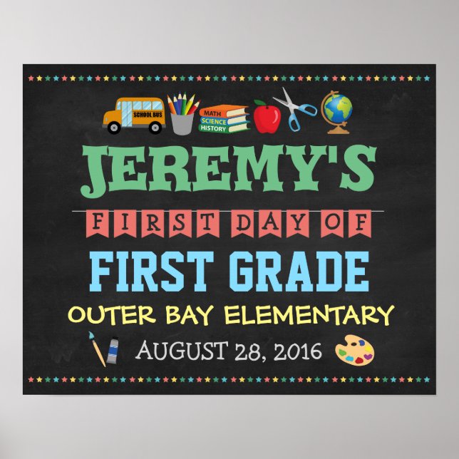 Póster Cartel infantil para el primer día de colegio Prop (Frente)