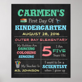 Póster Cartel infantil para el primer día de colegio Prop