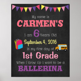 Póster Cartel infantil para el primer día de colegio Prop