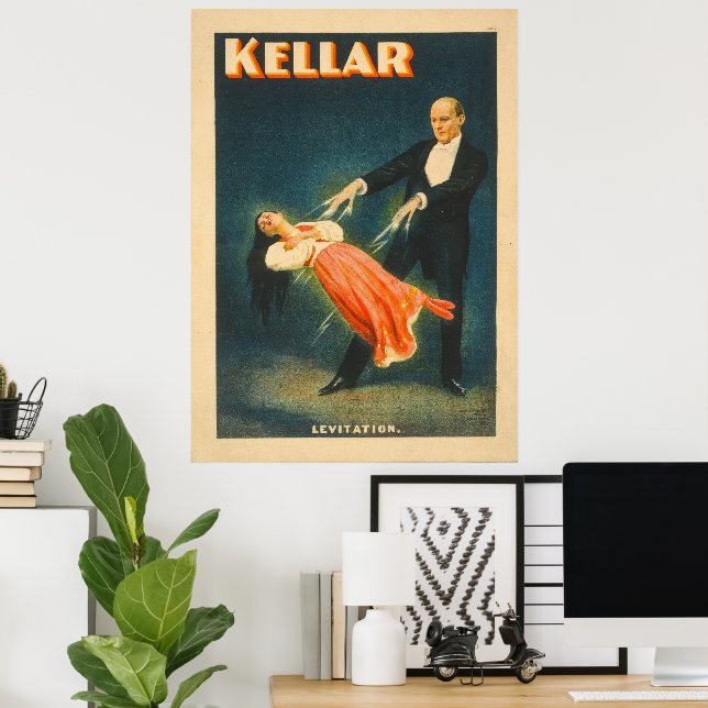 Póster Cartel Litográfico del Mago Harry Kellar (Oficina en casa)