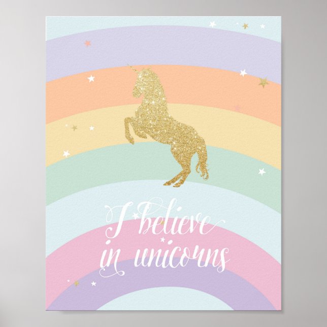 PÓSTER CARTEL MÁGICO DE UNICORNIO ARCOÍRIS (Frente)