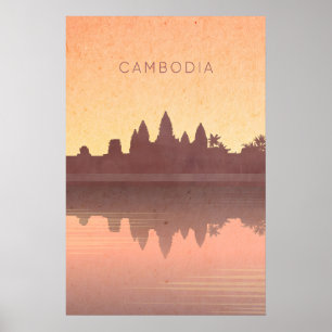 Póster Cartel Mínimo de Viaje a Camboya