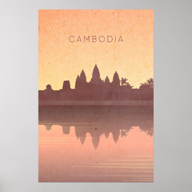 Póster Cartel Mínimo de Viaje a Camboya (Frente)