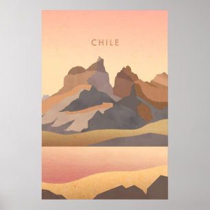 Póster Cartel Mínimo de Viaje a Chile