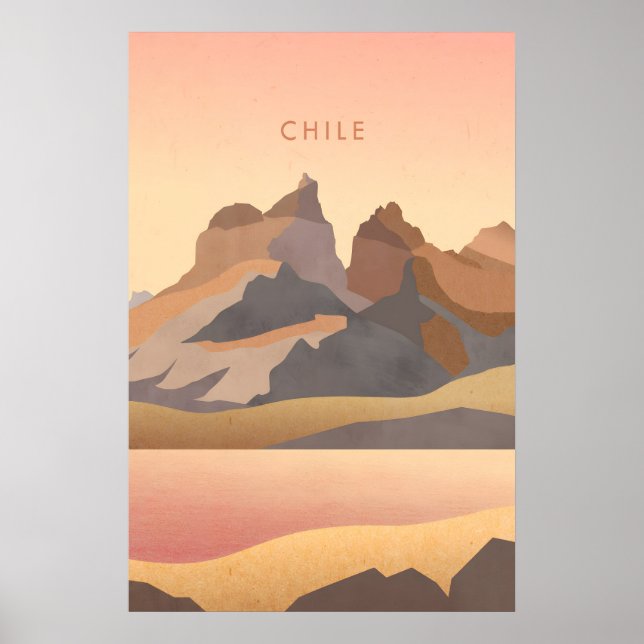 Póster Cartel Mínimo de Viaje a Chile (Frente)