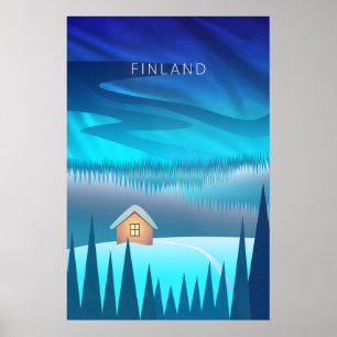 Póster Cartel Mínimo de Viaje a Finlandia