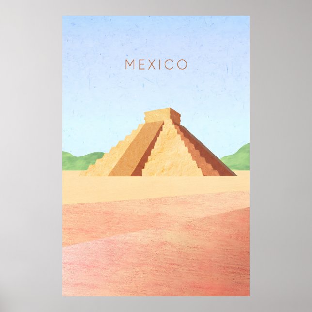 Póster Cartel Mínimo de Viaje a México (Frente)
