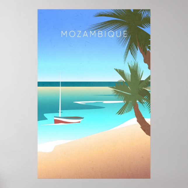 Póster Cartel Mínimo de Viaje a Mozambique (Frente)