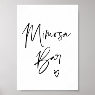 Póster Cartel moderno de barra de Mimosa para compromiso 