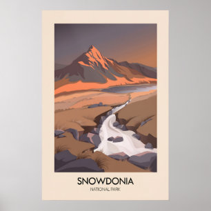 Póster Cartel moderno de viaje al Parque Nacional Snowdon