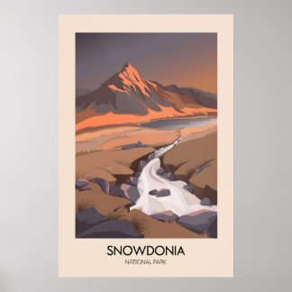 Póster Cartel moderno de viaje al Parque Nacional Snowdon