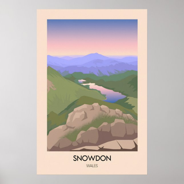 Póster Cartel moderno de viaje de Mount Snowdon (Frente)