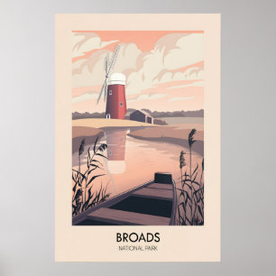Póster Cartel Moderno de Viaje del Parque Nacional Broads