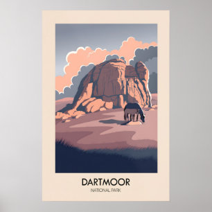 Póster Cartel moderno de viaje del Parque Nacional Dartmo