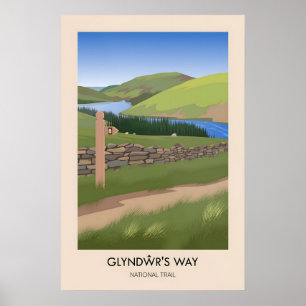 Póster Cartel moderno de viaje del sendero nacional Glynd