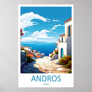 Póster Cartel Nacional de Viajes Antiguos de Andros Ski P